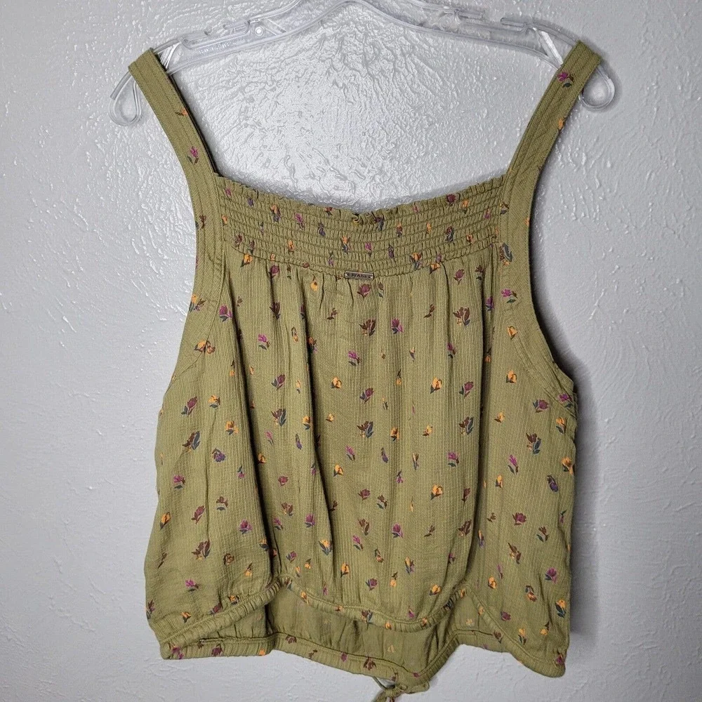 NWT Prana Womens Sz XL little Palm Cami sweet grass meadow green Cotton crop Top - Picture 5 of 7